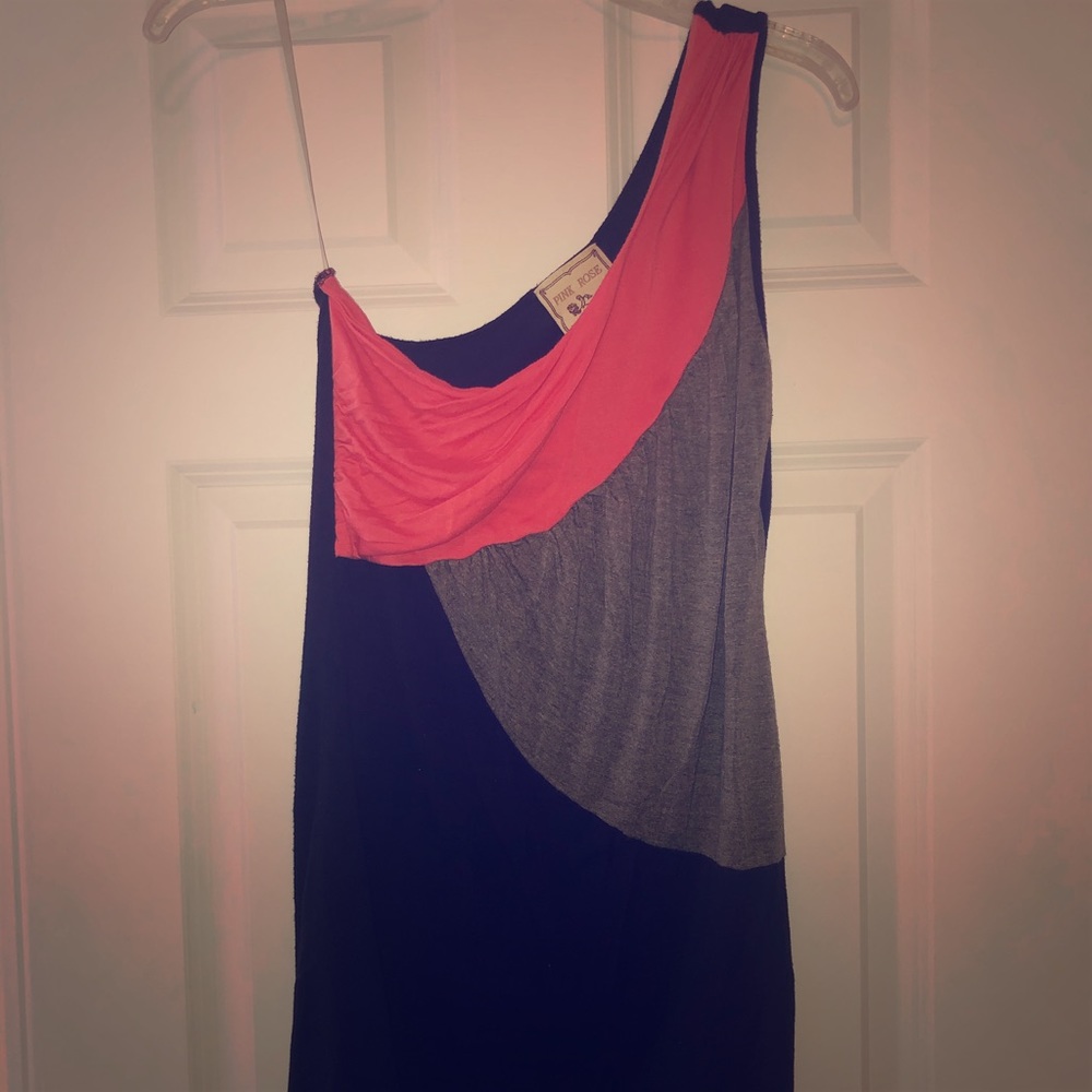 One strap color block dress